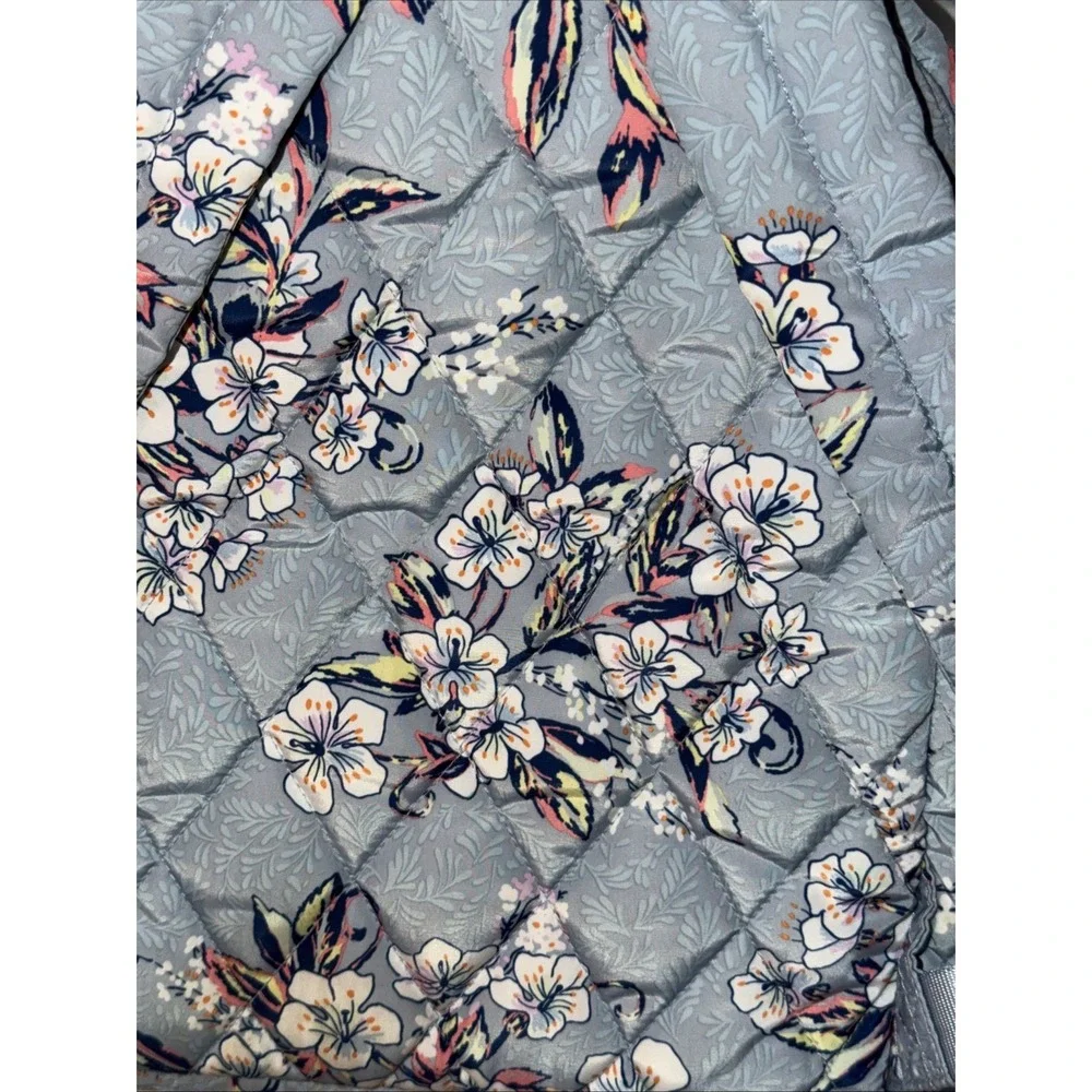 Vera Bradley Quilted Floral Backpack Gray Botanical Print Cherry Blossom